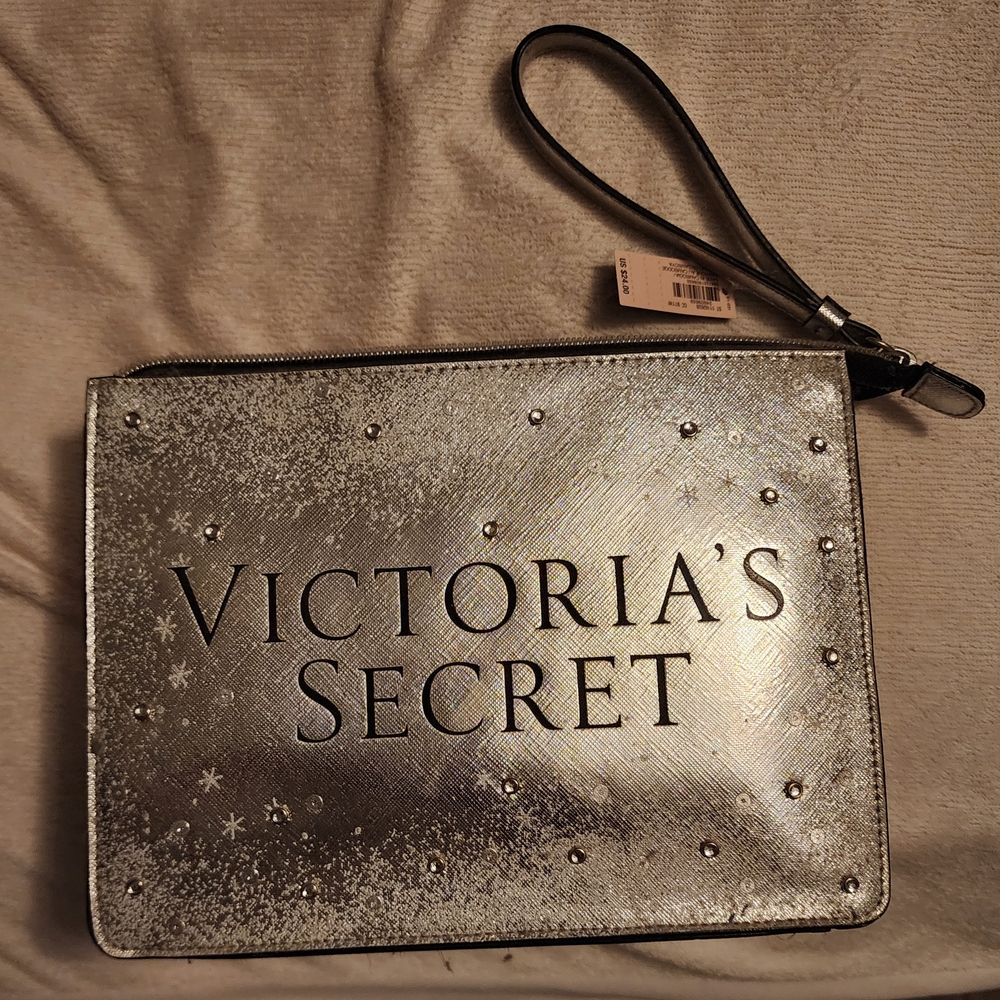 Victoria's Secret Silver Glitter Wristlet Clutch